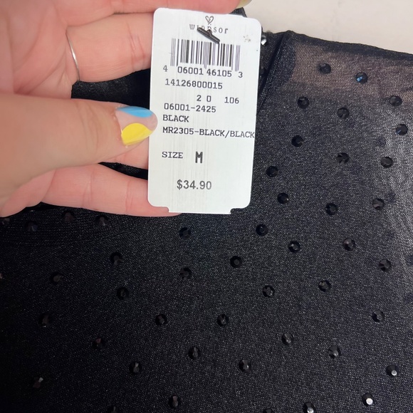 Windsor Sheer Glitter/Bedazzled High Neck Sleeveless Snap Bodysuit NWT Size M - Picture 6 of 8